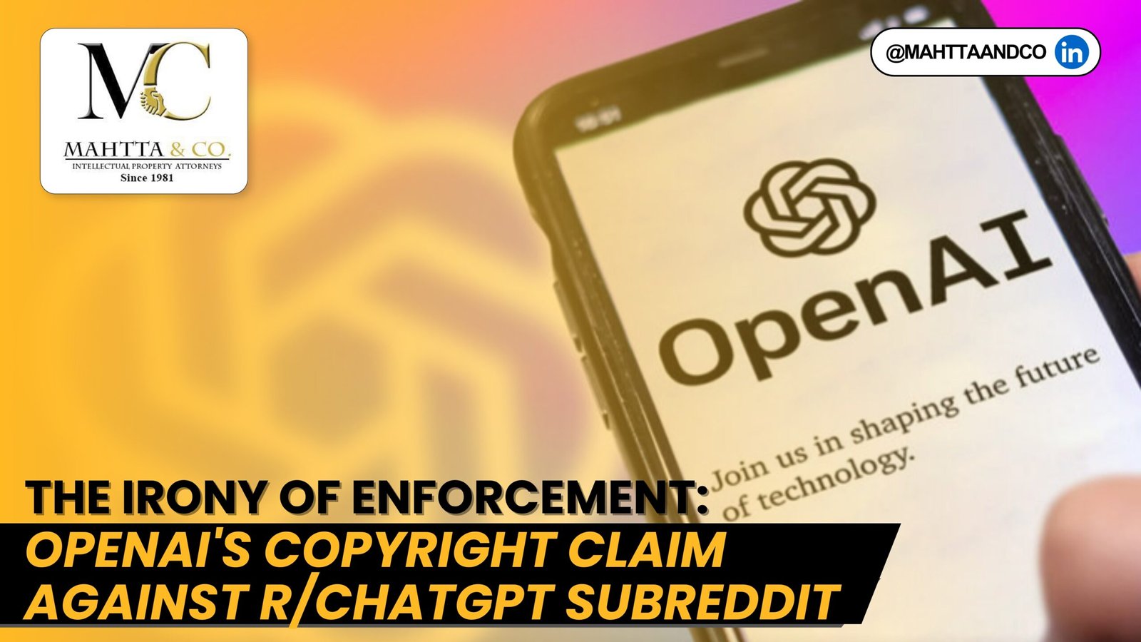 Read more about the article The Irony of Enforcement: OpenAI’s Copyright Claim Against ChatGPT Subreddit